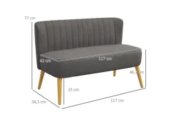 HOMCOM 2-Sitzer Stoffsofa Holz 117 x 56,5 x 77cm