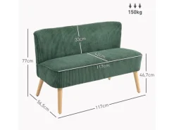 Hot HOMCOM Sofa 2 Sitzer Modern Couch für Wohnzimmer 117 x 56 x 77 cm