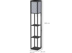 Online HOMCOM Stehleuchte mit Regalen E27 bis 40W Holz Schwarz 26 x 26 x 160 cm
