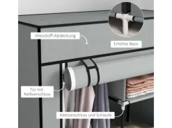 HOMCOM Stoffschrank mit 5 Fächern Reißverschluss Hellgrau 83 x 42,5 x 162,5 cm