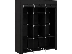 Discount HOMCOM Stoffschrank mit Kleiderstange 8 Ebenen Faltbar Schwarz 125 x 43 x162,5cm