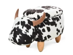 HOMCOM Tierhocker mit Stauraum Schweinchen Fußbank Schwarz Weiß 62 x 35 x 36cm