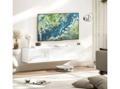 HOMCOM TV Schrank Hängend TV Board 140 cm für Fernseher Weiß