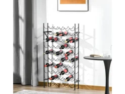 HOMCOM Weinregal Weinständer 60 Flaschen Wandbefestigung Metall Schwarz