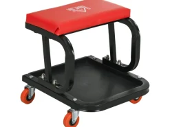 HOMCOM Werkstatthocker mit Ablage Gepolstert Sitzkissen Stahl Rot