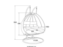 Outlet Home Deluxe Hängesessel Twin Polyrattan Schwarz