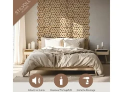 Homestyle4u Akustikpaneele Natur 30 x 26 cm 5 Stück Hexagon Wandpaneele Holz Nature