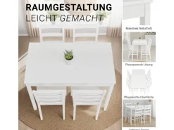 Sale Homestyle4u Essgruppe aus Kiefernholz mit 4 Stühlen in 3061 Weiß