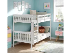 Homestyle4u Etagenbett für Kinder mit Matratzen Hochbett Weiß 90x200 cm 3052