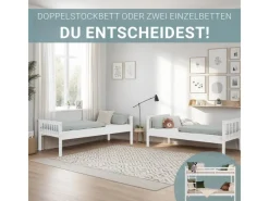 Homestyle4u Etagenbett für Kinder mit Matratzen Hochbett Weiß 90x200 cm 3052