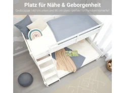 Homestyle4u Etagenbett 90x200 und 140x200 in mit Lattenrost 1898