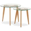 Homestyle4u Glastische Beistelltisch Couchtisch Glas Rund 2 er Set 1822