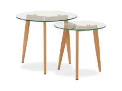 Homestyle4u Glastische Beistelltisch Couchtisch Glas Rund 2 er Set 1822