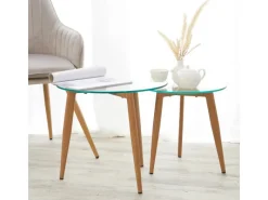 Homestyle4u Glastische Beistelltisch Couchtisch Glas Rund 2 er Set 1822