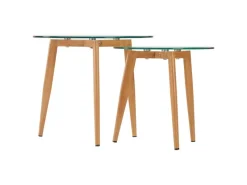 Homestyle4u Glastische Beistelltisch Couchtisch Glas Rund 2 er Set 1822