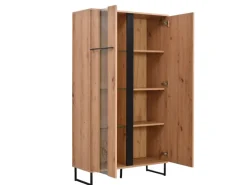 Homestyle4u Highboard Vitrine Schrank mit Fächer Kommode Wohnzimmerschrank