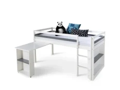 Hot Homestyle4u Hochbett 90x200 in Weiß mit Schreibtisch 1880