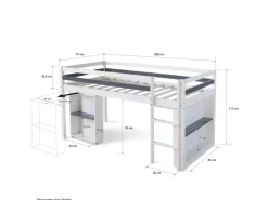 Hot Homestyle4u Hochbett 90x200 in Weiß mit Schreibtisch 1880