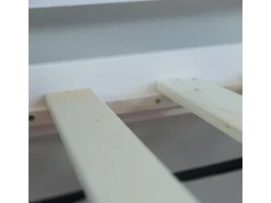 Homestyle4u Hochbett 90x200 mit Vorhang und Lattenrost in Weiß Pirat 2538