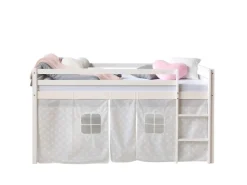 Sale Homestyle4u Hochbett 90x200 mit Vorhang in Sterne 1888 Weiß