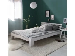 Clearance Homestyle4u Holzbett 180 x 200 cm mit Lattenrost in Weiß 1836