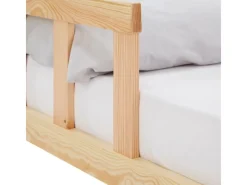 Homestyle4u Kinderbett Natur mit Rausfallschutz 120x200 cm Bodenbett Lattenrost 2839
