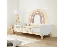 Homestyle4u Kinderbett 90x200 mit Raufallschutz Lattenrost 2604