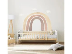 Homestyle4u Kinderbett 90x200 mit Raufallschutz Lattenrost 2604