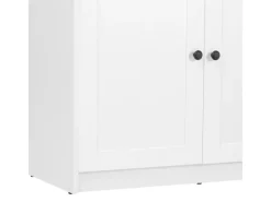 Homestyle4u Kommode Sideboard Eiche Matt Weiß Holz Massiv Schrank 134 cm