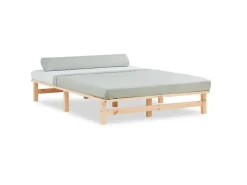 Homestyle4u Palettenbett 140 x 200 cm mit Lattenrost in Braun 1909