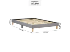 Homestyle4u Polsterbett mit Lattenrost 120x200 cm in Grau 1983