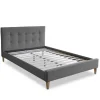 Homestyle4u Polsterbett 160x200 cm Bett Doppelbett mit Lattenrost Grau 1733
