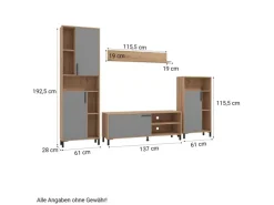New Homestyle4u Wohnwand TV Board Holz TV-Schrank Sideboard Grau Natur