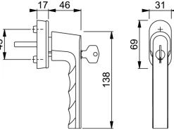 Discount Hoppe Fenstergriff Hamburg Verkehrsweiß abschließbar