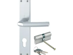 Hoppe Langschild-Türgriff-Garnitur Birmingham Aluminium Silber für Innentüren