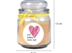 Sale HS Candle Duftkerze & Bonbon Glas Herzen Gelb Vanille