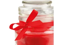 HS Candle Duftkerze & Bonbon Glas Viel Glück Rose Rot