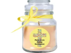 HS Candle Duftkerze & Bonbon Glas Kommunion Gelb Vanille