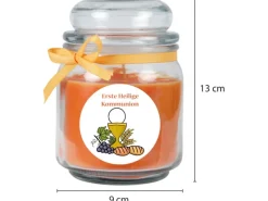 HS Candle Duftkerze & Bonbon Glas Kommunion Honigmelone Orange
