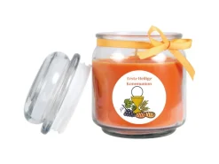 HS Candle Duftkerze & Bonbon Glas Kommunion Honigmelone Orange