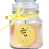 Online HS Candle Duftkerze & Bonbon Glas Comic Vanille Gelb