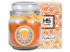 HS Candle Duftkerze & Glas Sternzeichen Honigmelone 70 Stunden Stier