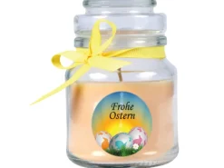 HS Candle Duftkerze & Glas Frohe Ostern Bonbon Ø7 cm Vanille Ostereier