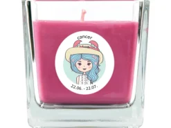 HS Candle Duftkerze & Glas Sternzeichen Lavendel 50 Stunden Krebs