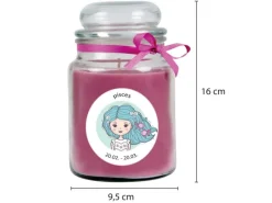Discount HS Candle Duftkerze & Glas Sternzeichen Lavendel 110 Stunden Fische