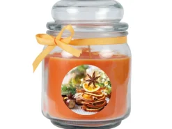 Discount HS Candle Duftkerze & Glas Weihnachten Orange Bonbon 70h