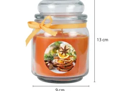 Discount HS Candle Duftkerze & Glas Weihnachten Orange Bonbon 70h