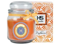 HS Candle Duftkerze & Glas Sternzeichen Honigmelone 70 Stunden Fische