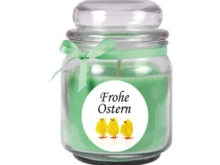 HS Candle Duftkerze & Glas Frohe Ostern Bonbon Ø9 cm Coconut Limes Küken