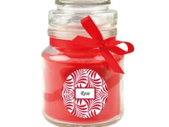 Sale HS Candle Duftkerze & Glas Duft Schriftzug Bonbon Ø7 cm Rose